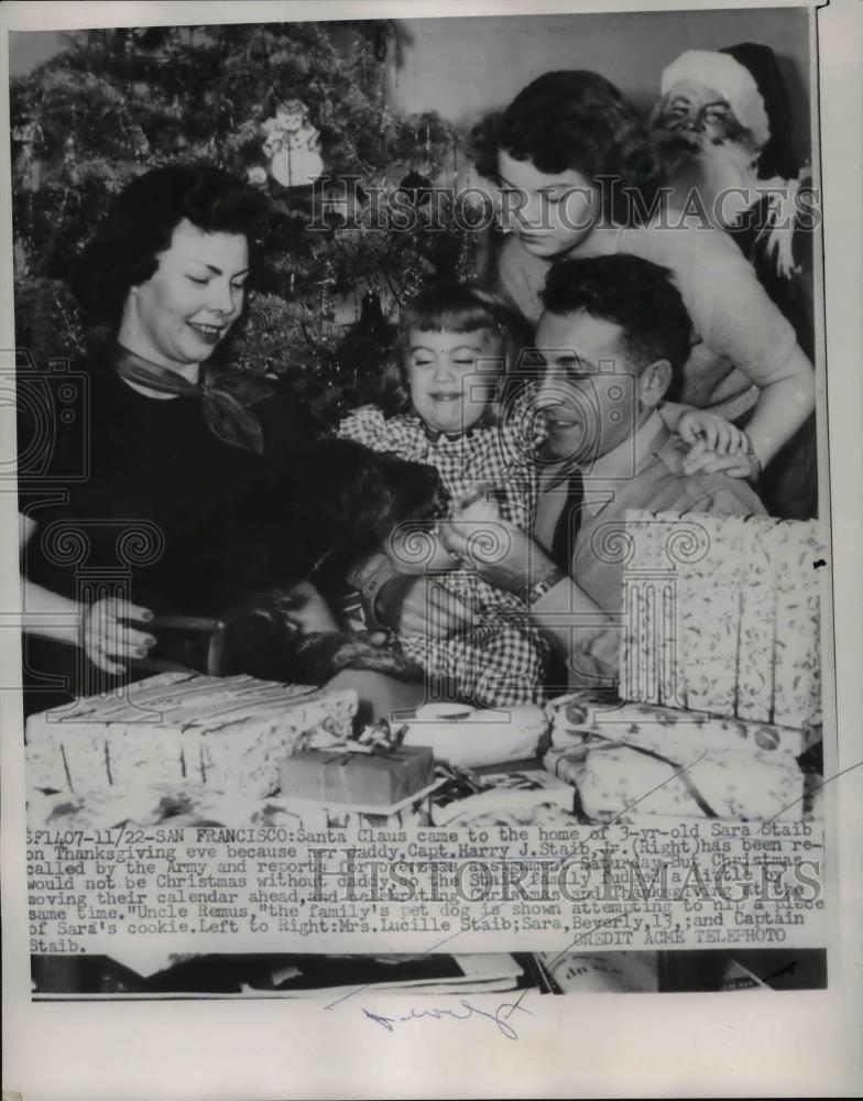 1951 Press Photo Sara Staib &amp; family of Captain Harry Staib in San Francisco - Historic Images