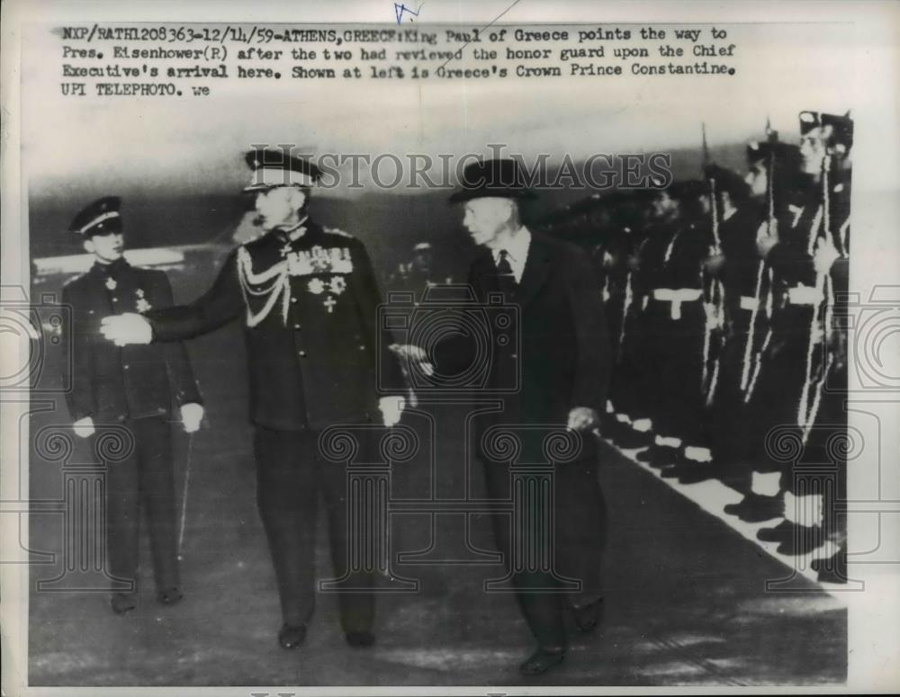 1959 Press Photo King Paul of Greece, US President Eisenhower in Athens - Historic Images