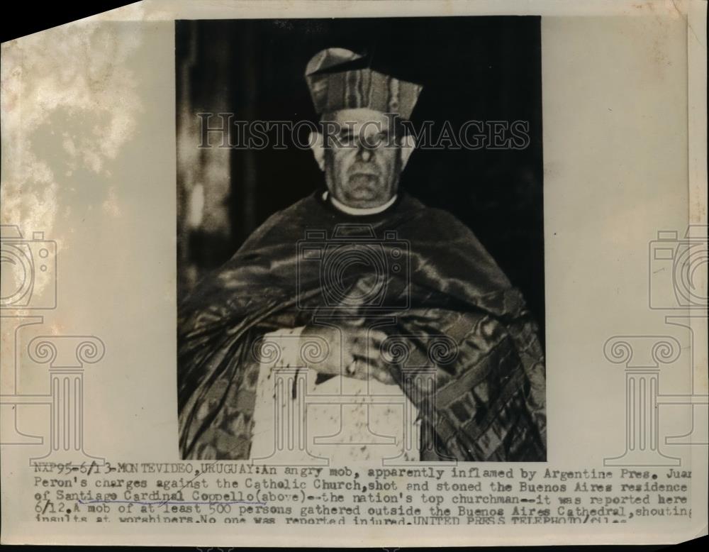 1955 Press Photo Santiago Cardinal Coppello at Montevideo Uruguay - nee84858 - Historic Images