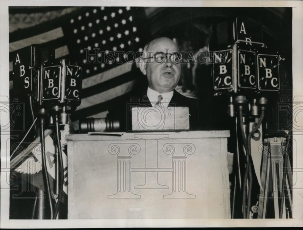 1935 Press Photo NY Governor Herbert Lehman inaugural address on radio - Historic Images