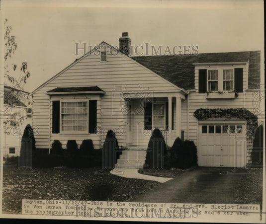1947 Press Photo Residence of Mr & Mrs Bleriot Lamarre in Dayton Ohio - Historic Images