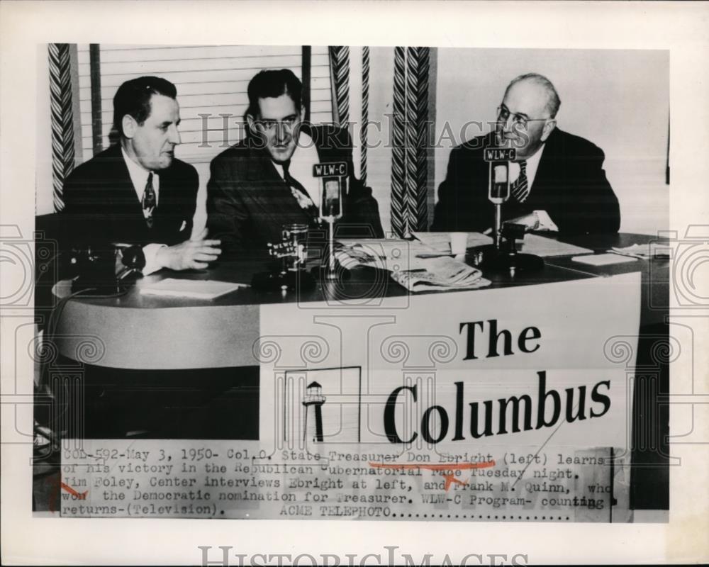 1950 Press Photo Don Ebright State Treasurer interviews at WLW-C Program - Historic Images