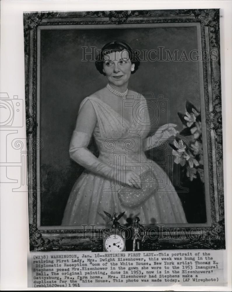 1961 Wire Photo The Portrait of First Lady Mrs. Dwight Eisenhower - cvw13857 - Historic Images