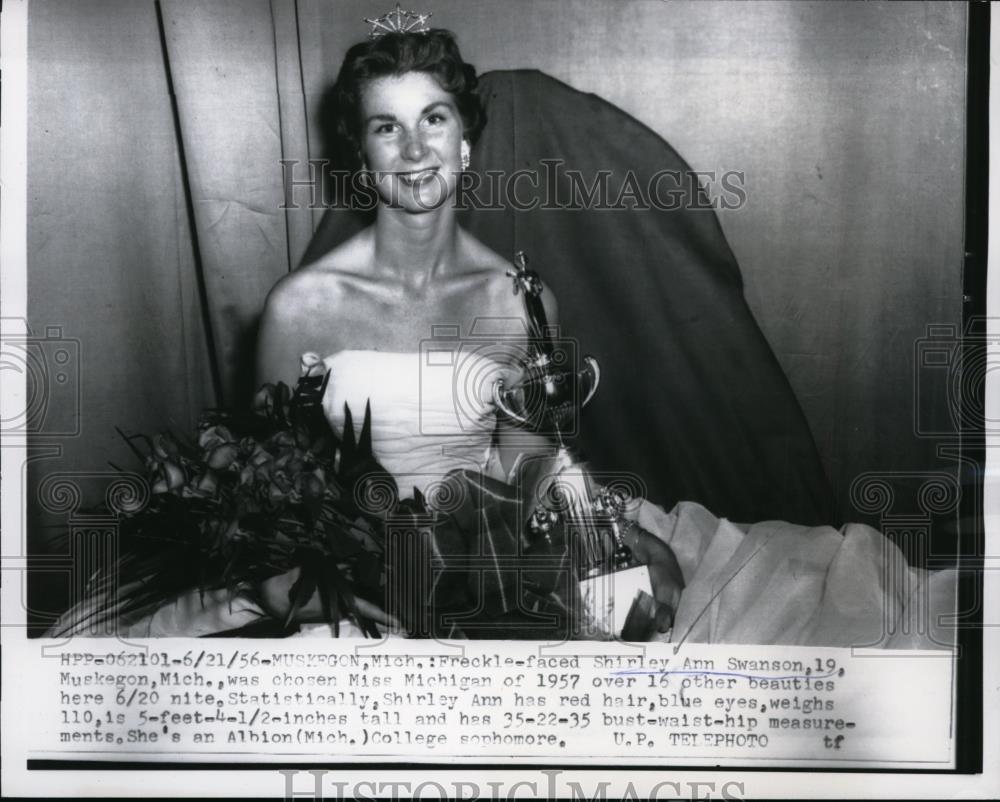 1956 Press Photo Shirley Ann Swanson chosen Miss Michigan 1957 - nee87947 - Historic Images