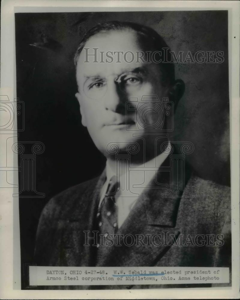 1948 Press Photo WW Sebald elected president Armco Steel corporation - nee83772 - Historic Images