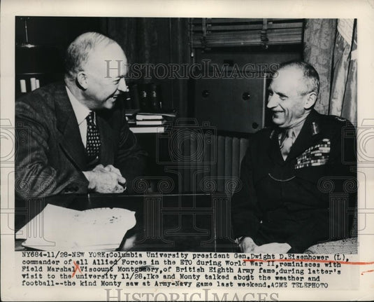 1949 Press Photo Columbia U president Gen Dwight Eisenhower & Viscount Montgomer - Historic Images