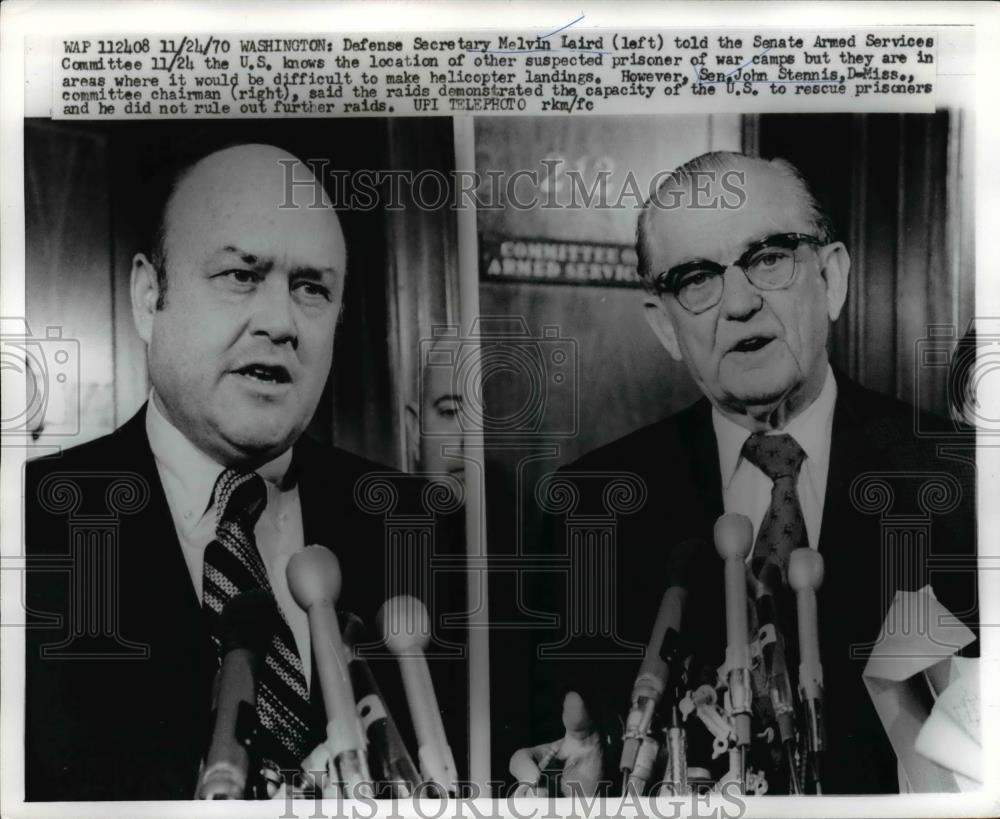 1970 Press Photo Melvin Laird, Sec.of Defense and Sen. John Stennis of Miss. - Historic Images