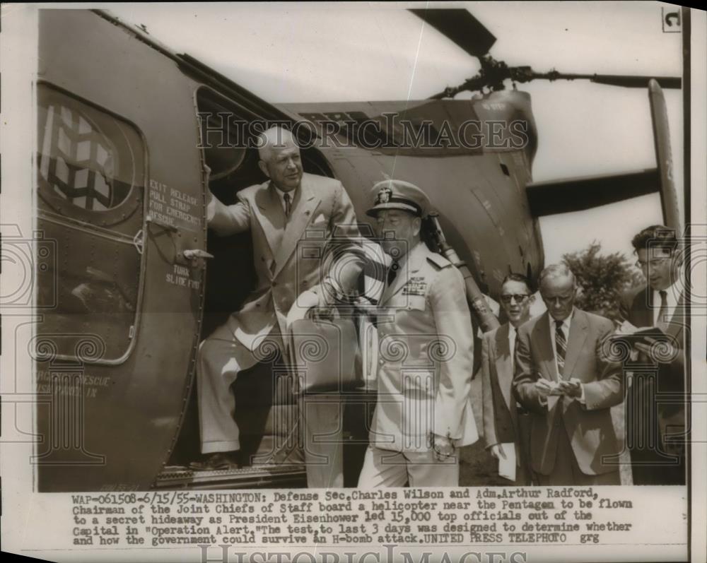 1955 Press Photo Charles Wilson,Defense Sec. and Arthur Radford - nee84478 - Historic Images