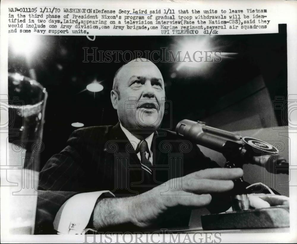 1970 Press Photo Melvin Laird, Sec.of Defense appearing on A T.V. interview. - Historic Images