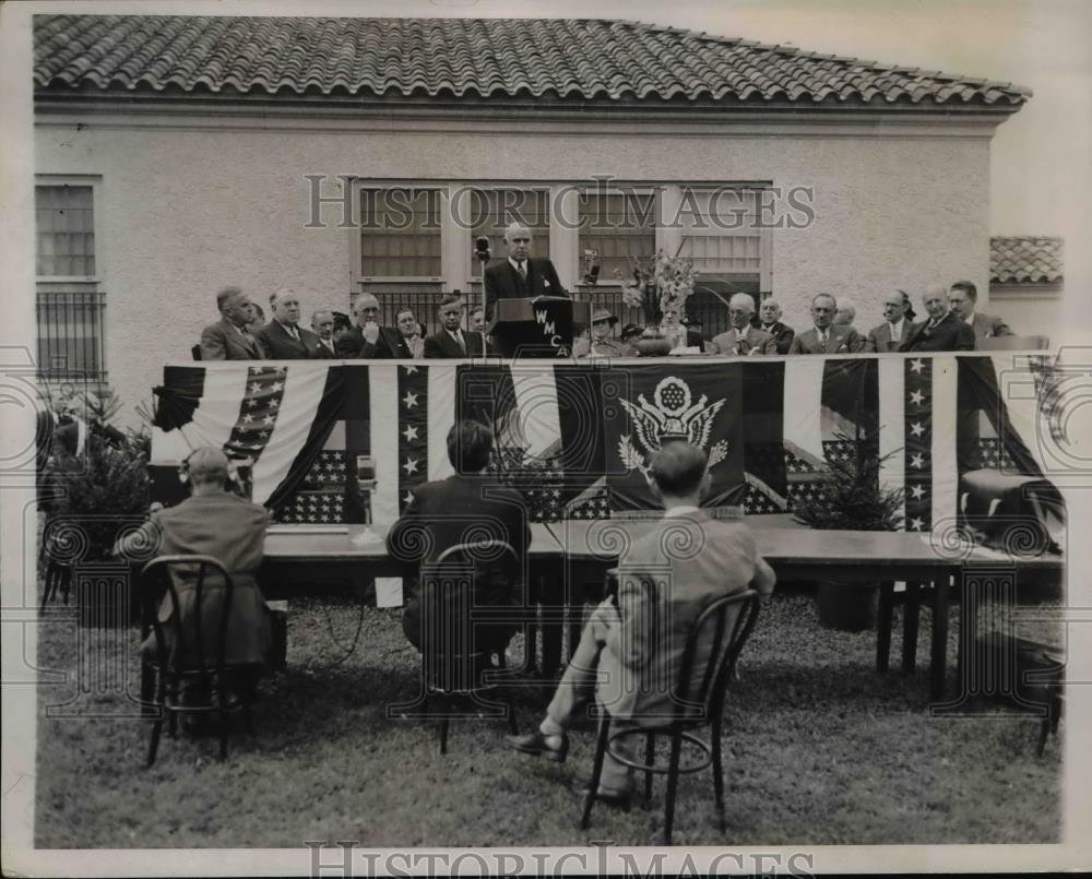 1936 Press Photo NY Governor Herbert Lehman address at Rockland Kids Hospital - Historic Images