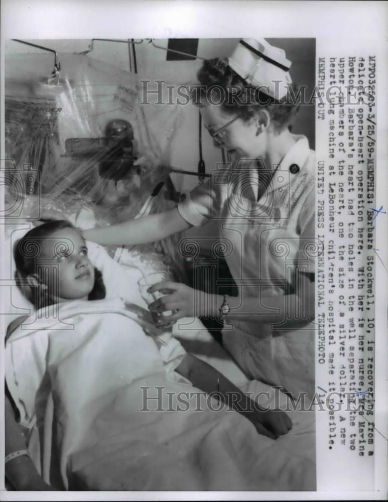 1959 Press Photo Barbara Stockwell age 10 after open heart surgery in Memphis - Historic Images