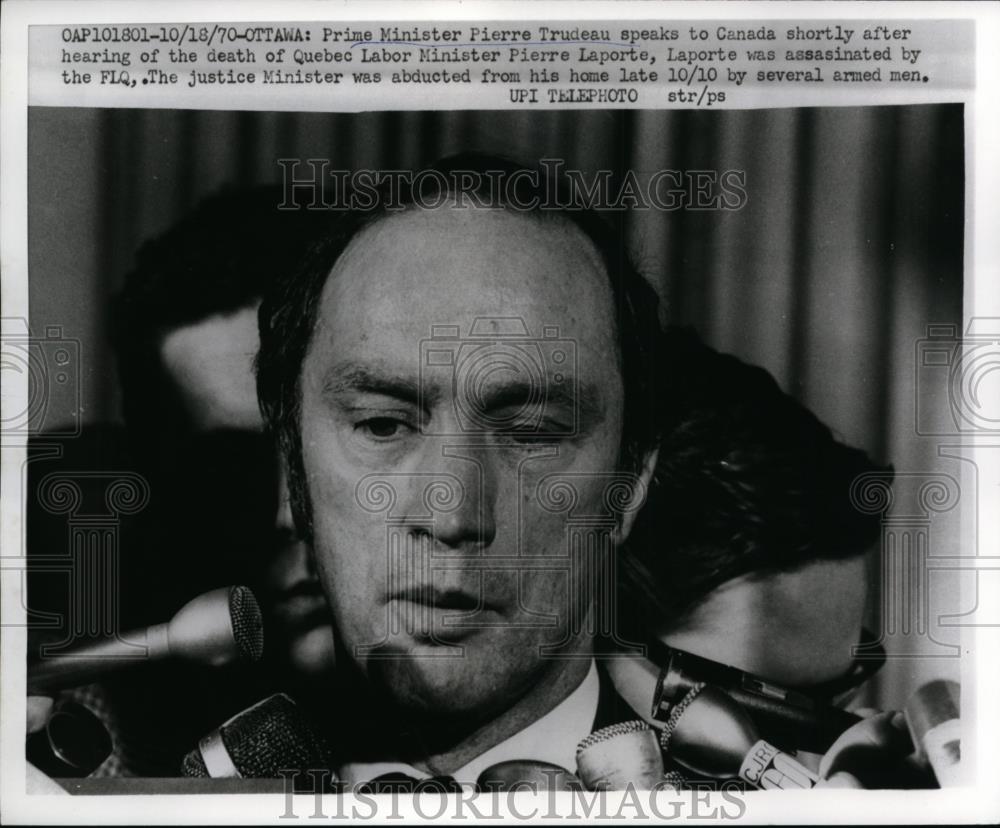 1970 Press Photo Canadian Prime Minister Pierre Trudeau speech at Ottawa - Historic Images