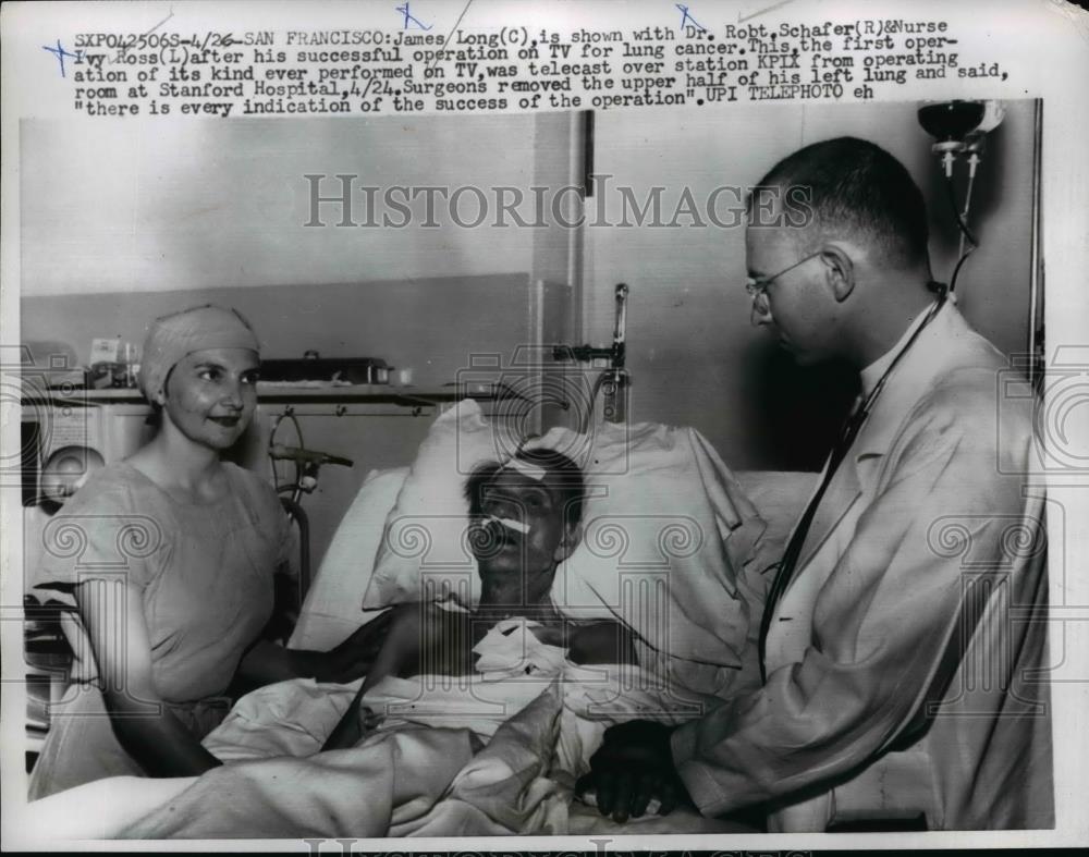 1959 Press Photo James Long after succesful operation on TV for Ling Cancer. - Historic Images