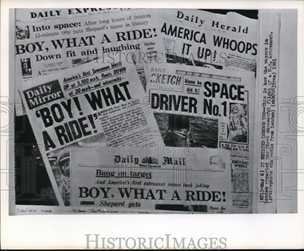 1961 Wire Photo The reports of 1st successful flight on US astronaut in London - Historic Images