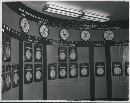 1951 Press Photo Master Control Room of Pumping Station at Nottingham Station - Historic Images