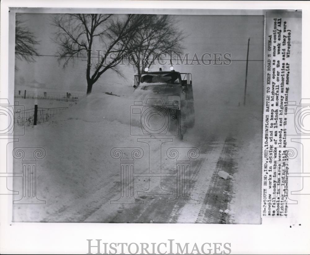 1963 Wire Photo Snowplows battle to to keep roads open  - cvw09461 - Historic Images