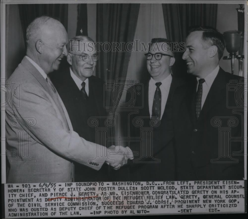 1955 Press Photo President Eisenhower, Secretary of State John Foster Dulles - Historic Images
