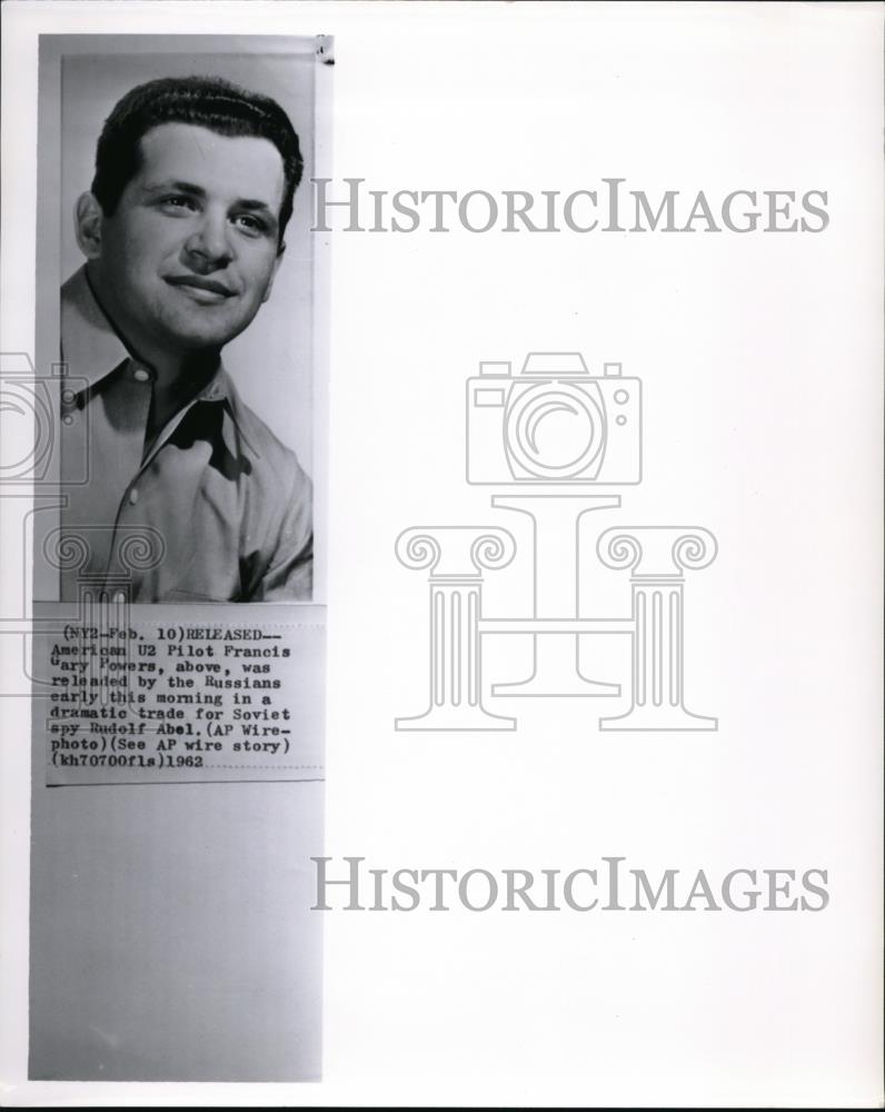 1962 Wire Photo American U2 Pilot Francis Gary Powers releaded by Russians - Historic Images