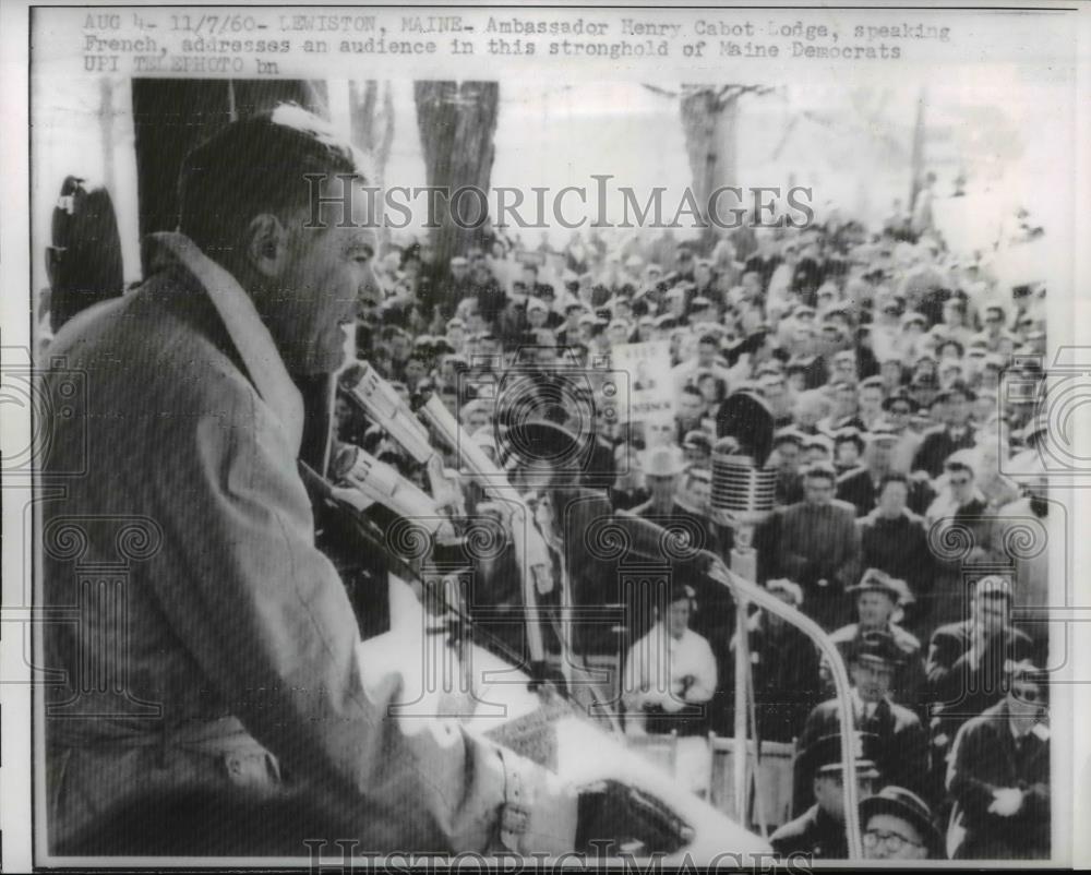 1960 Press Photo Henry Cabot Lodge campaigns for Vice President in Maine - Historic Images