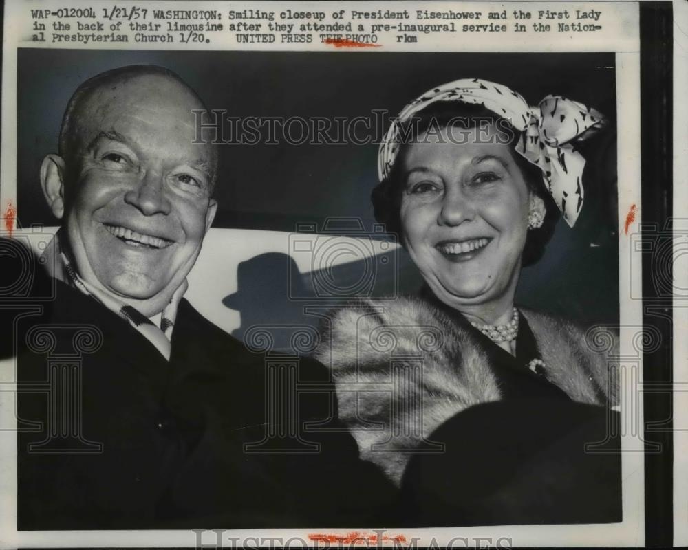 1957 Press Photo President Eisenhower &amp; First Lady Mamie Eisenhower in DC - Historic Images