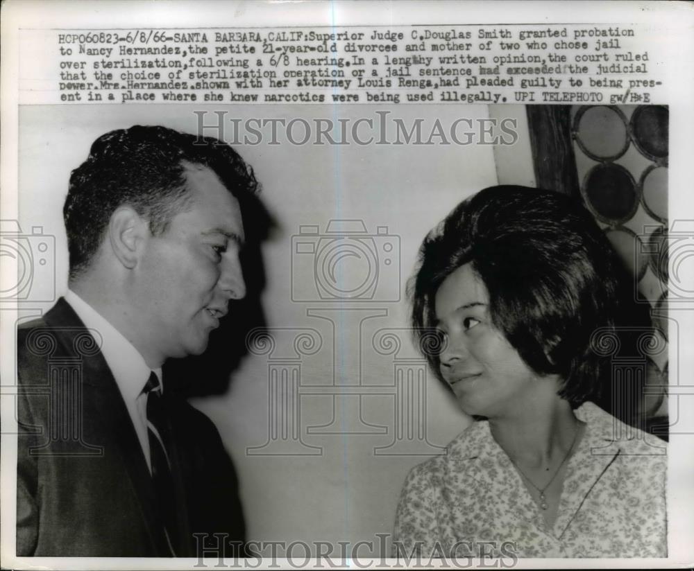 1966 Press Photo Mrs Hernandez &amp; attorney Louis Renga at Santa Barbara CA - Historic Images