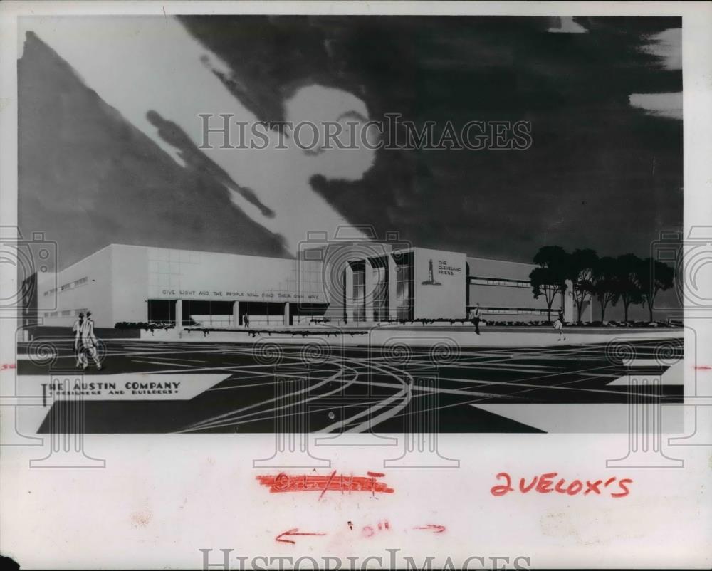 1961 Press Photo New Cleveland building&#39;s architects drawing - cva96931 - Historic Images