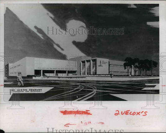 1961 Press Photo New Cleveland building's architects drawing - cva96931 - Historic Images
