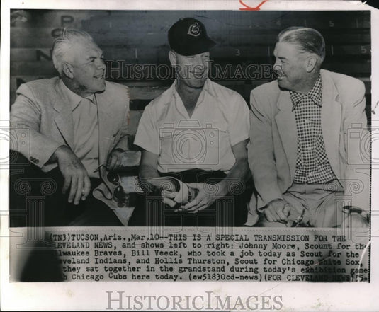 1955 Wire Photo J.Moore,B. Veeck and H. Thurston Sat Together in Grandstand - Historic Images