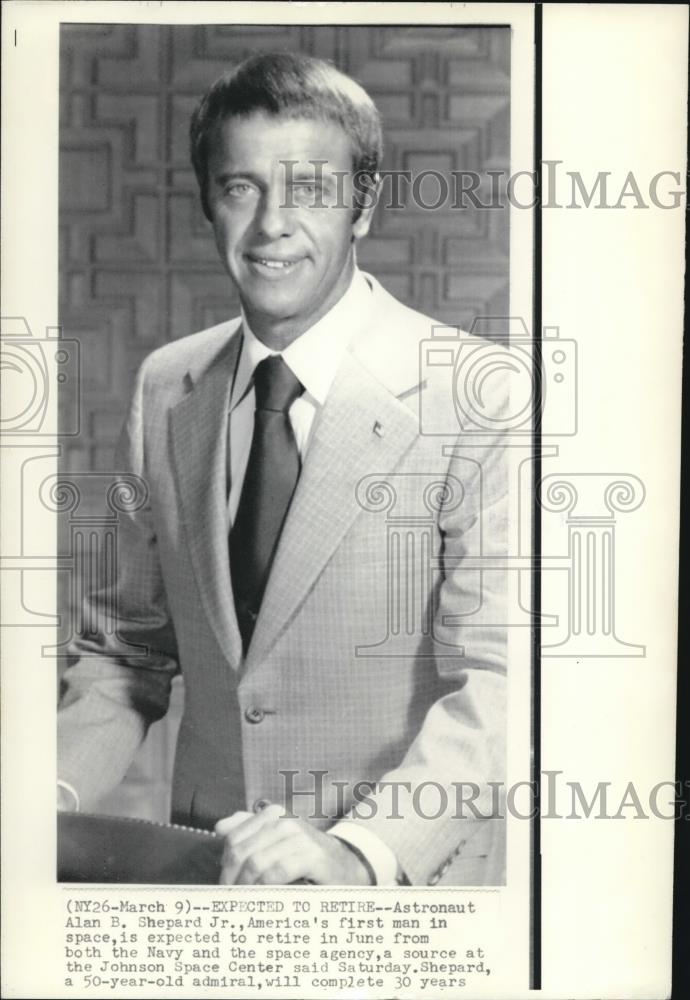 1974 Wire Photo Astronaut Alan B.Shephard  Jr. American first man in space. - Historic Images