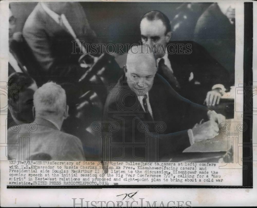 1955 Press Photo President Dwight Eisenhower, Secretary of State Dulles - Historic Images