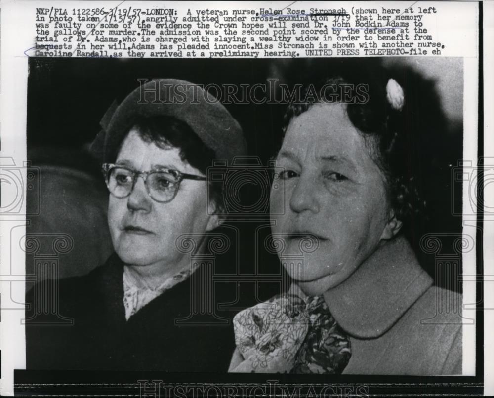 1957 Press Photo Nurse Helen rose Stronach at Dr John Adams trial in London - Historic Images