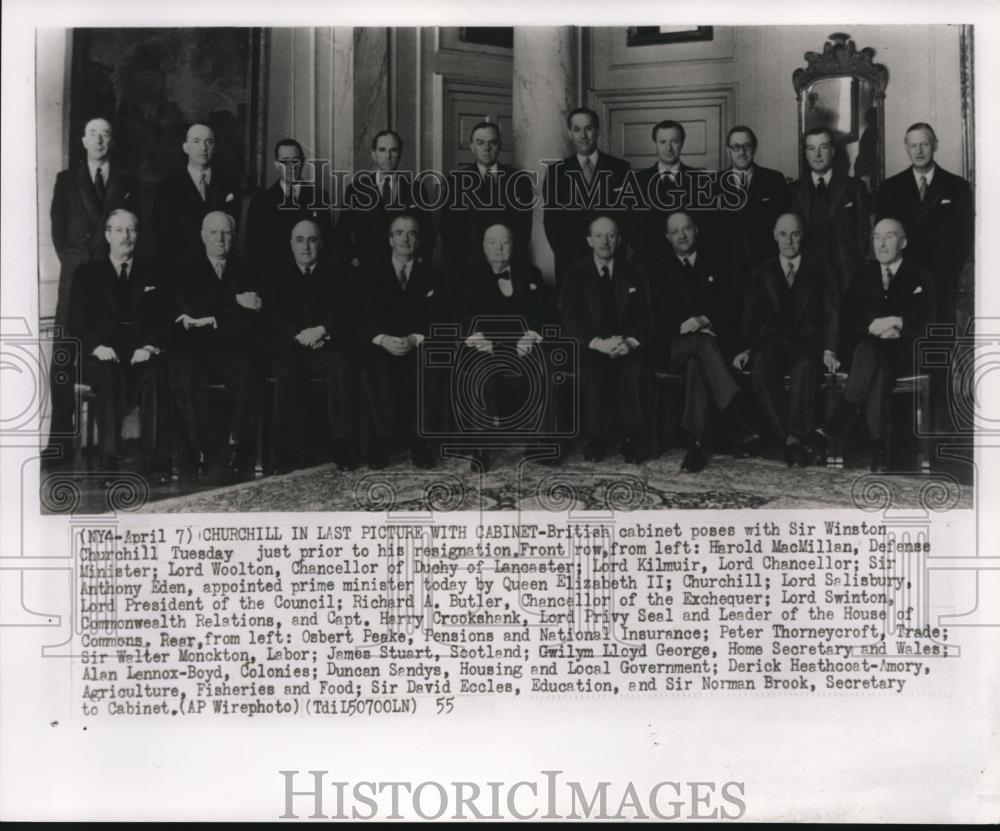 1955 Wire Photo The British cabinet with Sir Winston Churchill - cvw08494 - Historic Images