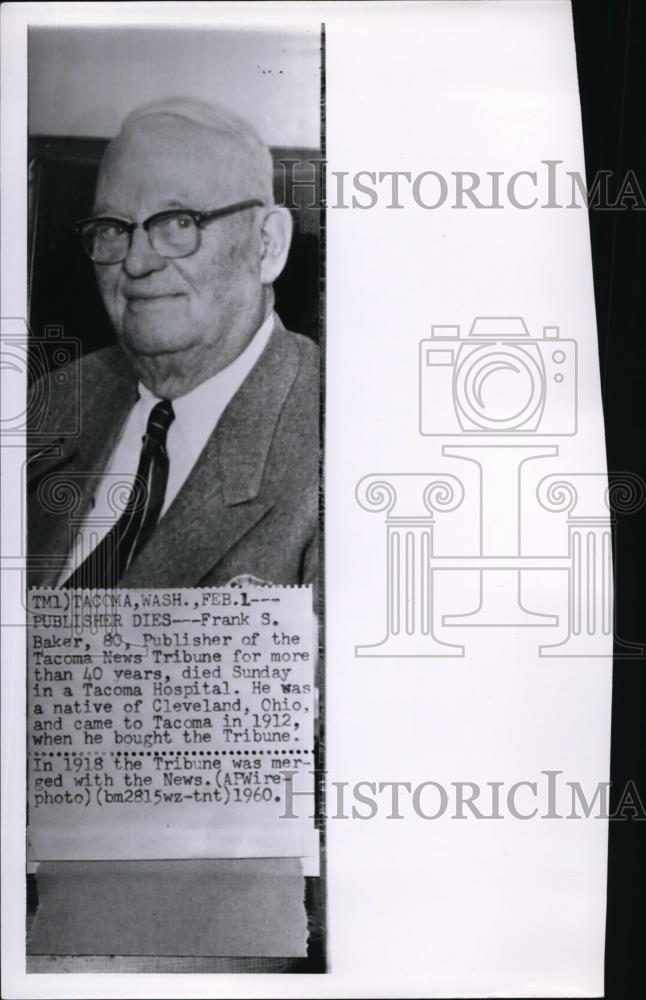 1960 Wire Photo Baker died in a Tacoma Hospital - cvw13564 - Historic Images
