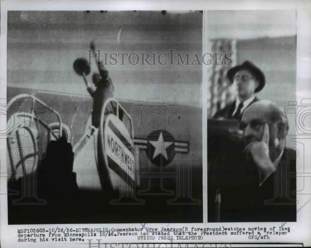 1956 Press Photo President Eisenhower &amp; commentator Drew Pearson - nee84184 - Historic Images