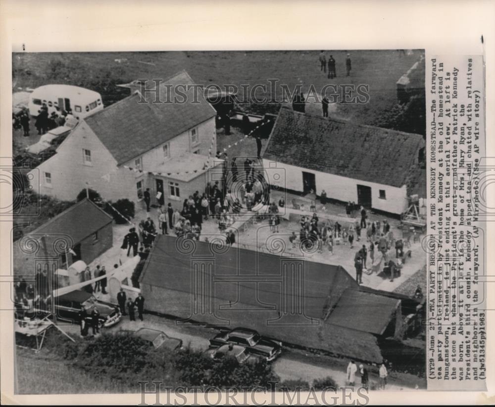 1963 Wire Photo The farmyard tea party participated by John Kennedy - cvw07663 - Historic Images