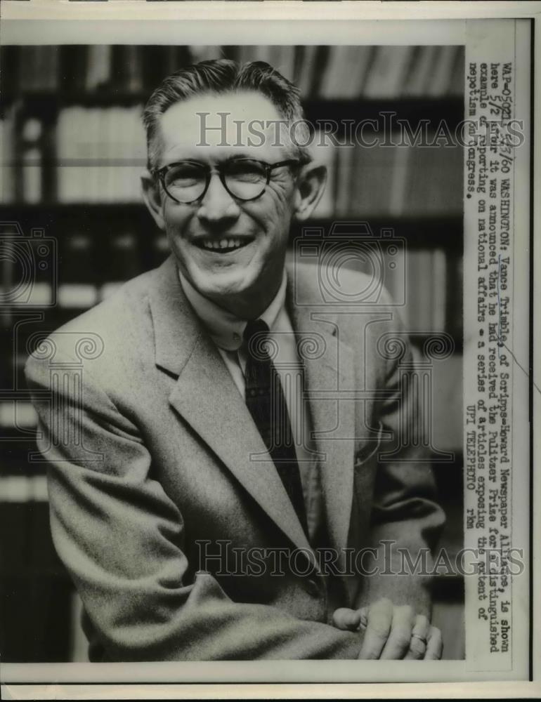 1960 Press Photo Vance Trible, Scripps-Howard Newspaper Alliance. - nee83968 - Historic Images