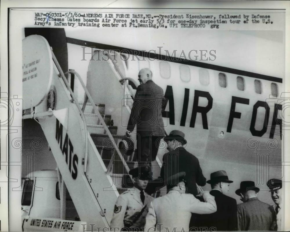 1960 Press Photo President Eisenhower, Defense Secretary Thomas Gates - Historic Images