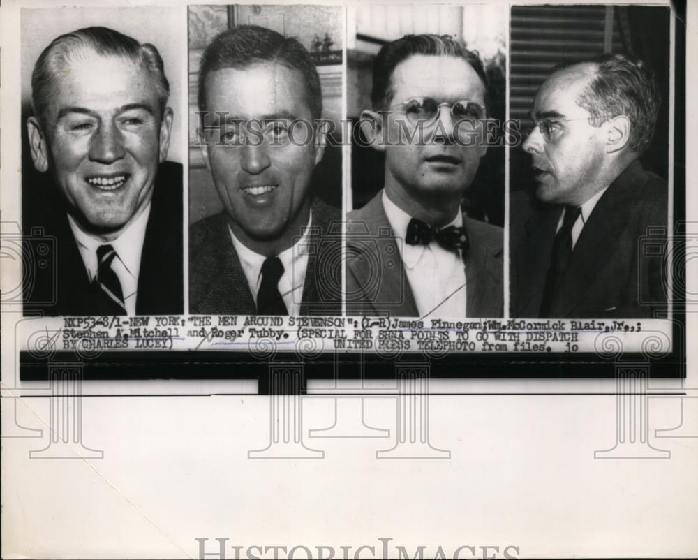 1956 Press Photo James Finnegan, William McCormick Blair Jr, Stephen Mitchell - Historic Images
