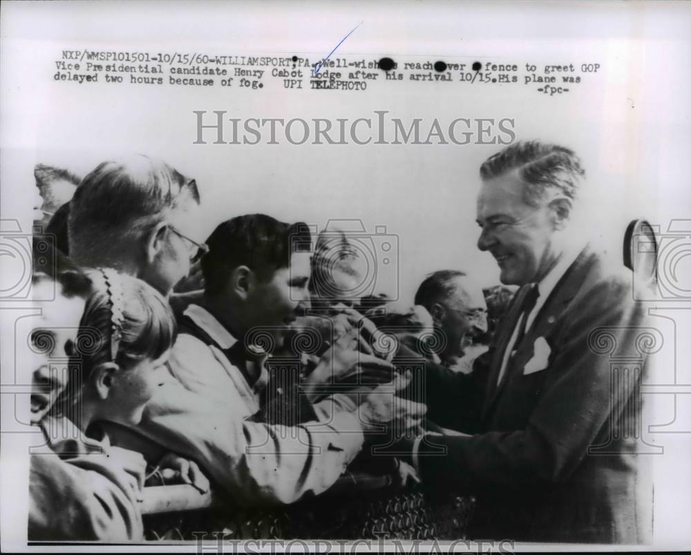 1960 Press Photo US Ambassador Henry Cabot Lodge campaigns for Vice President - Historic Images