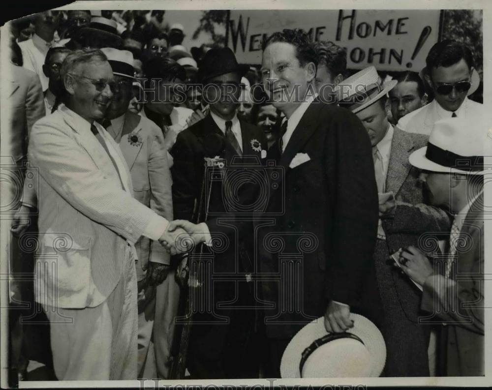 1936 Press Photo Kansas Gov Alfred Landon &amp; campaign manager John Hamilton - Historic Images