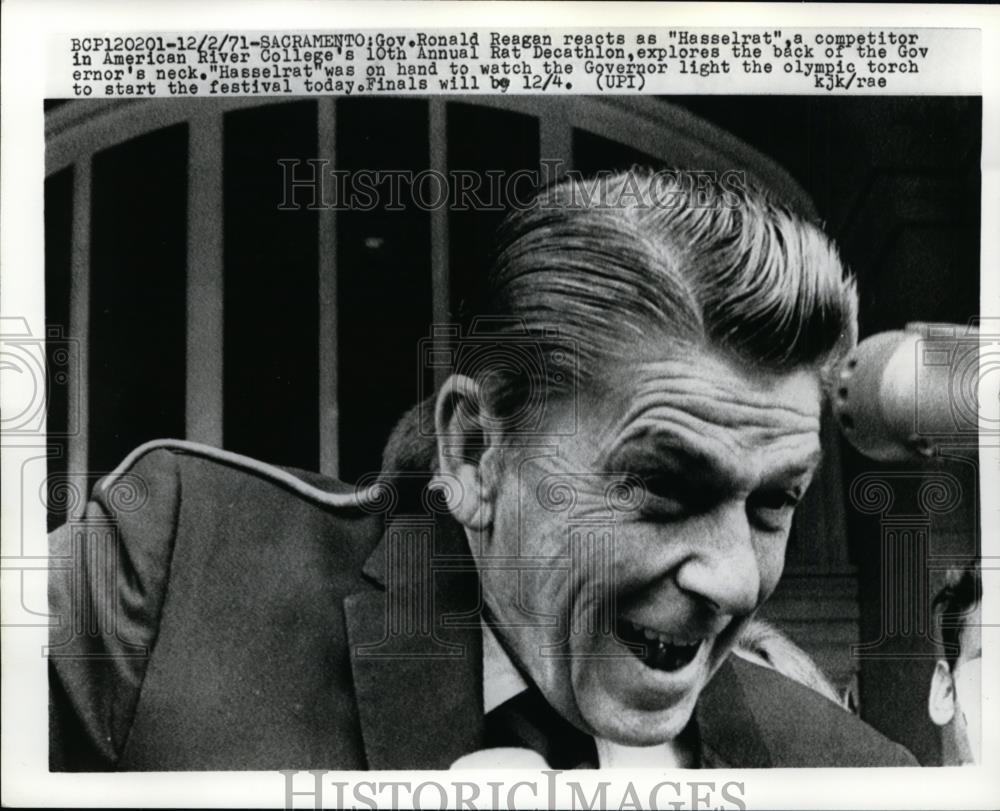 1971 Press Photo California Governor Ronald Reagan at 10th annual Rat Decathlon - Historic Images