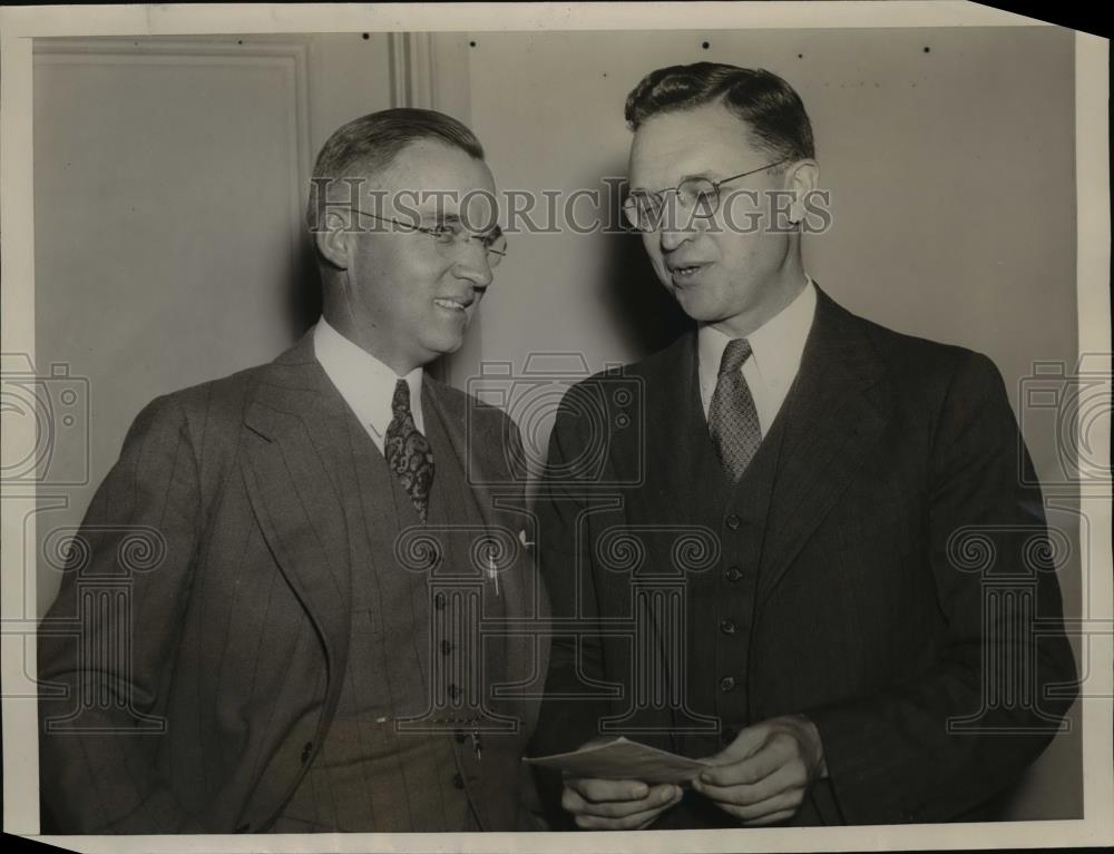 1938 Press Photo M.B.Folsom & Douglas Brown,Advisory Council of Social Security - Historic Images