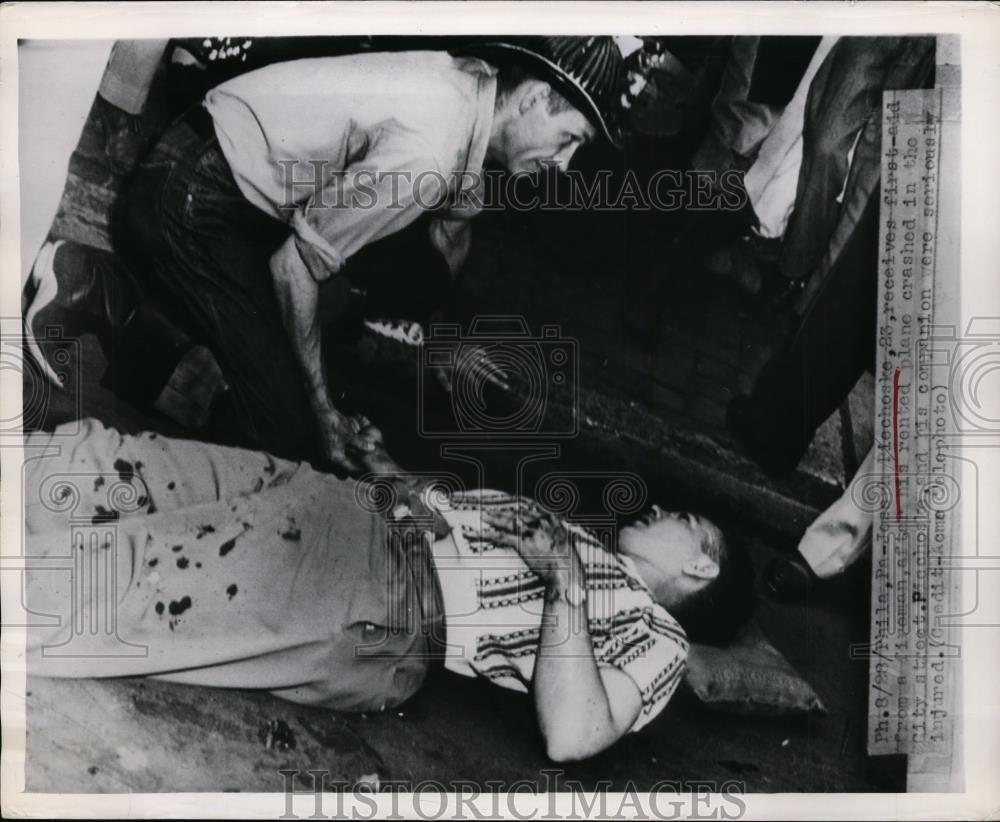 1949 Press Photo Joseph Bicchoske injured in Plane crashed he rented - nee87863 - Historic Images