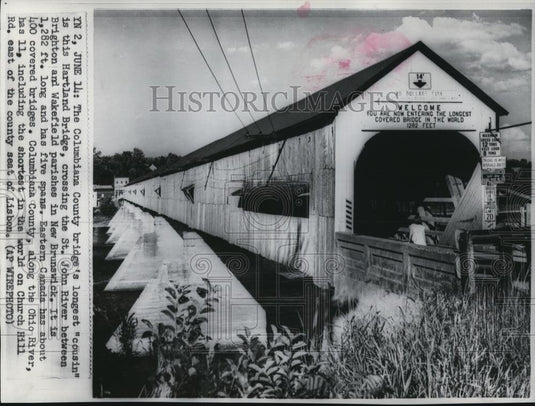1968 Wire Photo Columbia County bridge's longest cousin, the Hartland bridge - Historic Images