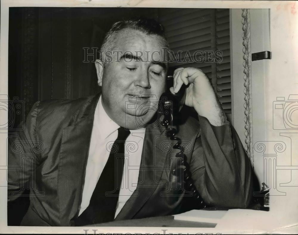 1962 Press Photo Representative Frank Smith on the phone in his office - Historic Images