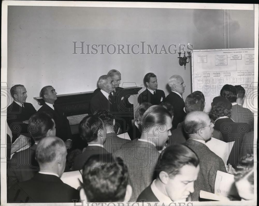 1944 Press Photo Secretary of State Edward Stettinius, Arch MacLeish - nee88240 - Historic Images