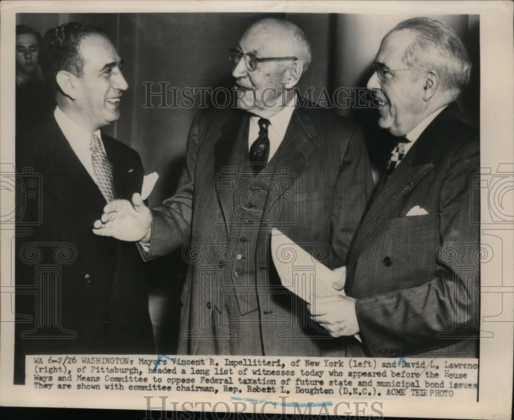 1951 Press Photo Vincent R.Impellitteri, David Lawrence and Rep Robert Doughton - Historic Images