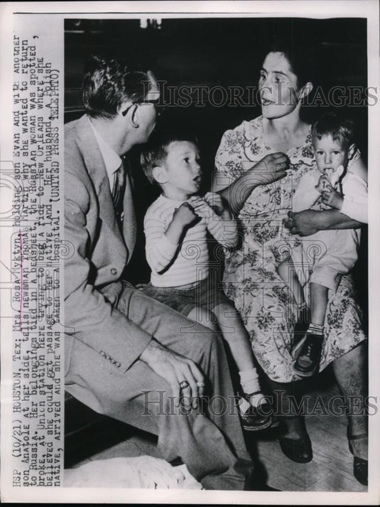 1953 Press Photo Mrs Rosa Myktyn sons Evan & Anatole wants to return to Russia - Historic Images