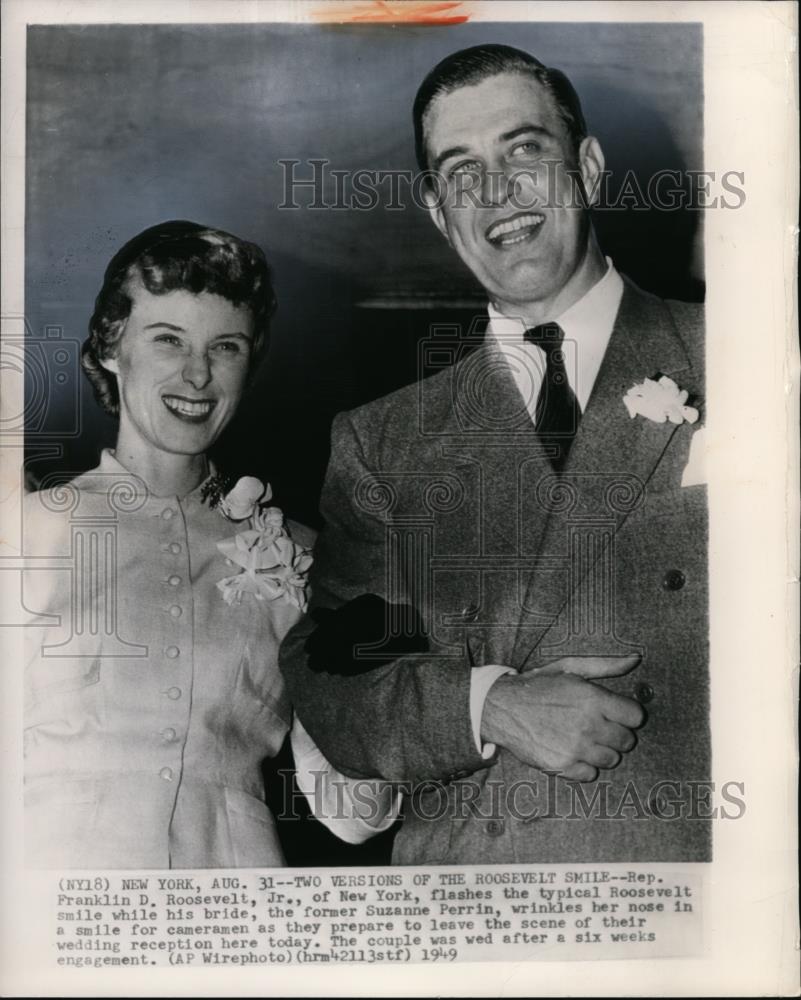 1949 Wire Photo Rep. Roosevelt Jr. and his bride prepare to leave - cvw11213 - Historic Images