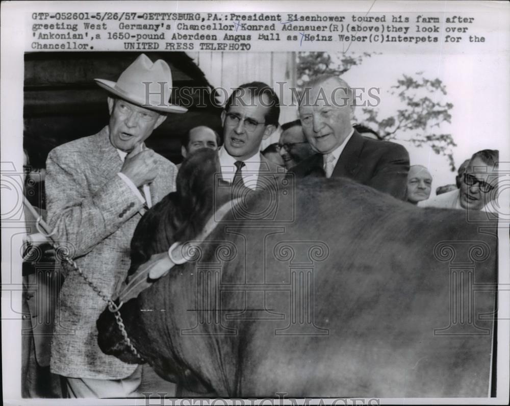 1957 Press Photo President Eisenhower at his farm in Gettysburg Pa - nee84912 - Historic Images